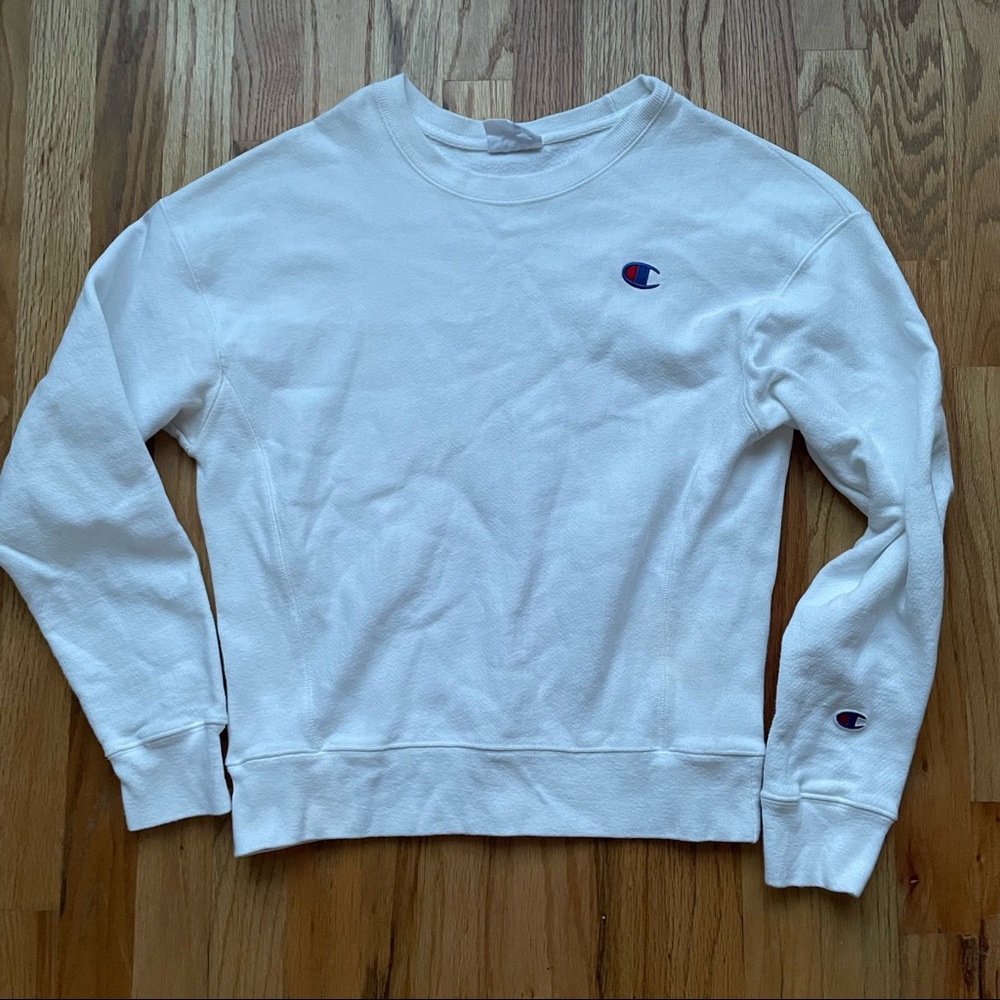 Men's Champion Reverse Weave White Basic Blank Cr… - image 1